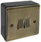 Antique Brass 2 Gang Double Light Switch & 32mm Black Surface Pattress Back Box