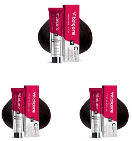 Vitalcare | Professional - Colorazione Permanente Professionale, Crema Colorante Capelli, Tintura Capelli con Proteine della Seta, n° 1/00, Nero, 100ml (Confezione da 3)