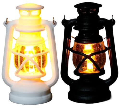 HoveeLuty 2PCS Dollhouse Lighting Small Retro Glowing Oil Lamp Dollhouse Miniatures Creative Dollhouse Lights Battery Operated for Dollhouse Accessories Dollhouse Chandelier Doll House Accessories