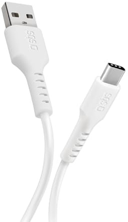 SBS USB-C/USB-A-Kabel, 1 Meter, unterstützt bis zu 18 W, Anti-Verhedderungskabel, Aufladen und Datenübertragung 480 Mbit/s, kompatibel mit USB-C-Geräten, USB-A- und USB-C-Anschlüsse, Weiß