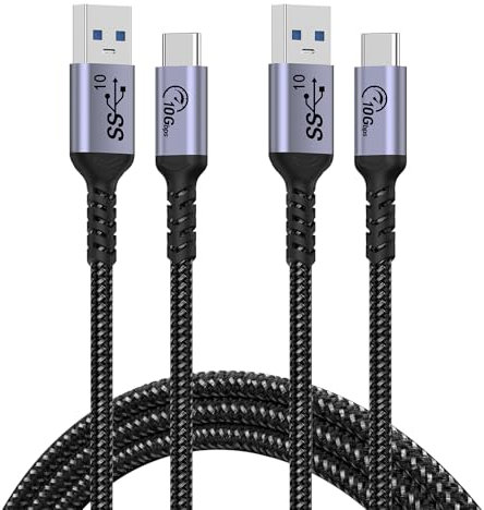SUMPK Android Auto USB C Cable [2m 2Packs], 10Gbps Transmisión de datos USB A a USB C Cable compatible con Auto Play, Cargador de automóviles, iPhone 16/15, Samsung Galaxy