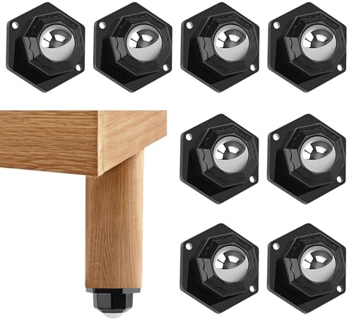 Kugelrollen Schwerlast Möbelrollen, 8 Stück Kugelrollen für Möbel, Möbel Rollen 360° Kardanisch, Möbelrollen Schwerlast für Transport von Möbeln, Waren (Schwarz)