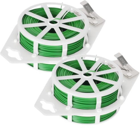 400m Alambre Verde para Plantas de Jardín– 2 Rollos x 200m Lazos de Torcedura Reutilizables para Plantas y Flores con Cortador,Alambre Plastificado Verde,Ideal para Jardinería y Organización