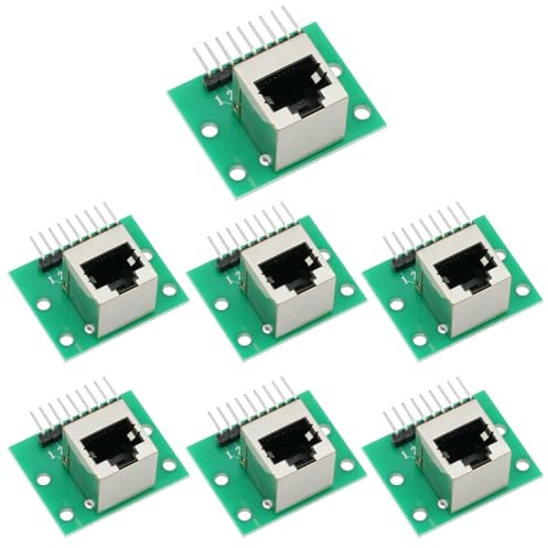 AYWHP 7 PCS RJ45 Stecker Breakout Board 8 pin Headers Netzwerk Port horizontale Adapter mit PCB Platine (Vertikale Steckdose)