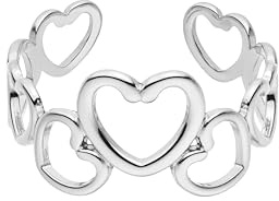Purelei Heartbeat - Anello regolabile impermeabile con cuori di diverse dimensioni, in acciaio inox placcato oro 14 carati, placcato oro rosa 18 carati o argento (misura 55-62)