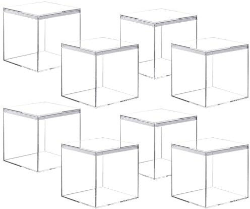 Wanfoou 8 Pack Clear Acrylic Plastic Square Cube Small Acrylic Box with Lid Storage Mini Boxes Square Display Box Organizer Containers for Candy Jewelry Display, 5.5 * 5.5 * 5.5cm
