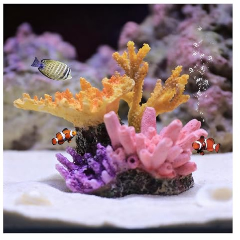 Yoaeyok Künstliche Korallen Aquarium Deko Korallenriff Kunstharz Ornamente | Realistische Korallen Ornamente, Bunte Riffdekoration, Aquarien Landschaftsbau Dekoration, für Garnelenbecken Fischbecken