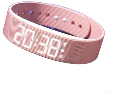 HEIBTENY Smart-Armband, geräuschloser Vibrationswecker, Uhr mit Schritt- und Kalorienzähler, Stoppuhr, Schlaf-Tracking, IP65 wasserdichtes Design und USB-Aufladung (Rosa)