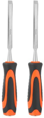 sourcing map 2pcs Wood Chisel 10mm CR-V Steel Beveled Edge Blade Wood Working Chisel Woodworking Tools with Plastic Handle for Carving Woodworking DIY Projects