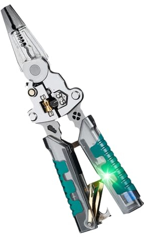 9 in 1 Stripping Pliers with Electricity Tester Multifunctional Wire Plier Electrician Crimping Cable Cutting Multipurpose Tool for Home Portable Tool with Measurement Capability