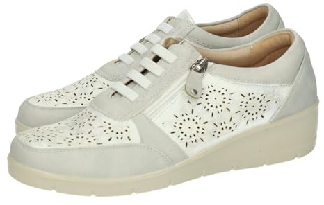 ZAPATOP M81 Zapato Casual Beige Calado con Cordones y Cremallera Lateral, Plantilla Acolchada y Plataforma Ligera para Diario Mujer Deportivos