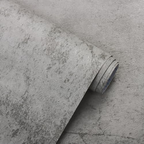 CiCiwind Self Adhesive Wallpaper 60cm×5m Grey Concrete Look Contact Paper Sticky Back Plastic Thicken Peel and Stick Vinyl Wrap Removable Stick on Wallpaper for Living Room Bedroom Kitchen