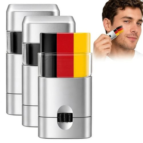 Pintacaras Bandera de Alemania,3 colores pinturas cara para niños,Palitos de Crayón Rayados Negro, amarillo, rojo para Adultos para Copa del Mundo,Fiesta Carnaval,Halloween