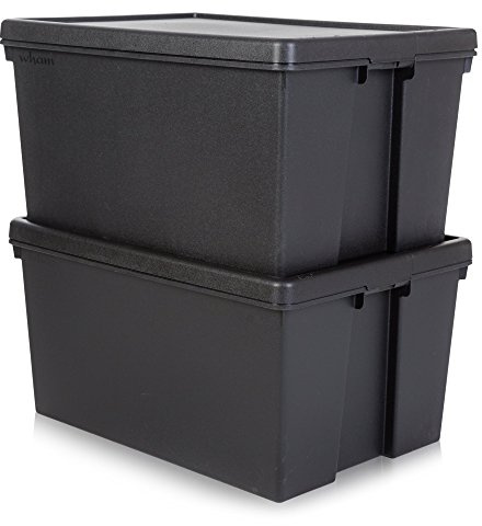 Wham Bam Recycled Storage Box and Lid Black 96Ltr | Heavy-duty construction withstands intensive commercial use, protecting stored items in demanding environments.
