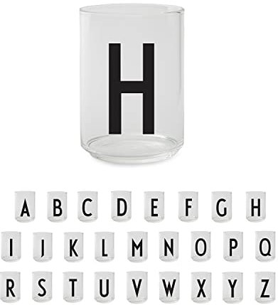 Design Letters Bicchieri Acqua Vetro con Iniziale (A-Z) | Idee Regalo Uomo & Regalo Donna | Vetro Borosilicato Progettato in Danimarca | Perfetto per Decorazioni da Tavola | Lettera Bicchieri | 350 Ml