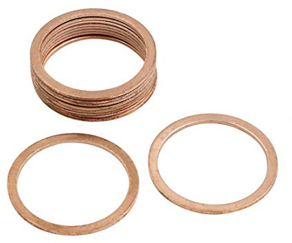 sourcing map 10pcs Joint Cuivre 25mm Dia Interne Rondelle Cuivre étanchéité joint Auto