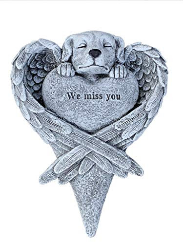 Grabstein Hund Grabschmuck We Miss You frostfest wetterfest Steinguss
