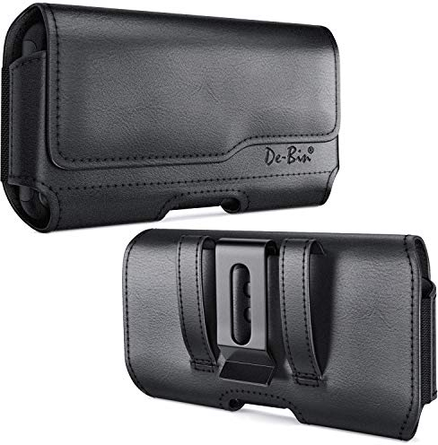De-Bin Funda para cinturón diseñada para iPhone 12 Pro Max /11 Pro Max/Xs Max / 8 Plus / 7 Plus / 6s Plus, funda para cinturón con clip para cinturón, compatible con iPhone Otterbox/funda de batería