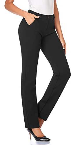 Tapata Damen 71cm/76cm/81cm/86cm Gerade Stretch-Hose mit Taschen Für Büro Geschäft Alltag, Tall/Lang/Regulär/Petite Hose 81cm, Schwarz, M