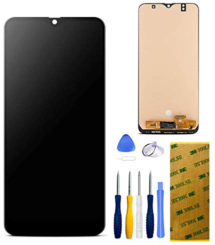 Xlhama Display kompatibel mit Samsung Galaxy A50, LCD Digitizer Touchscreen, zusammengebaut, Ersatz mit Hartglas