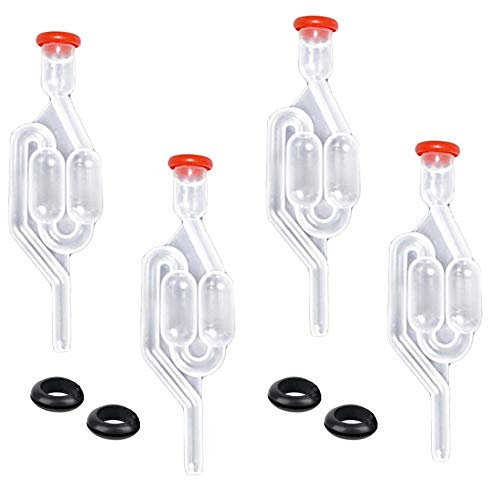 ASFINS Gorgogliatore Vino, 4 Pezzi Gorgogliatore Fermentazione Airlocks e 20 Pezzi Silicone Gommino, per Produrre Birra Vino Sottaceti Kimchi Conservare Fermentare Crauti, 10mm