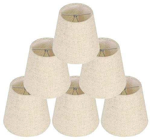6 Pièces Abat-Jour pour Lampes de Table Lampe, abat jour clip, abat jour ,Remplacement Abat Jour en Lin Petits Abat Jour avec Clip pour Table de Chevet, Applique Murale en Cristal, Lustre de Bougeoir