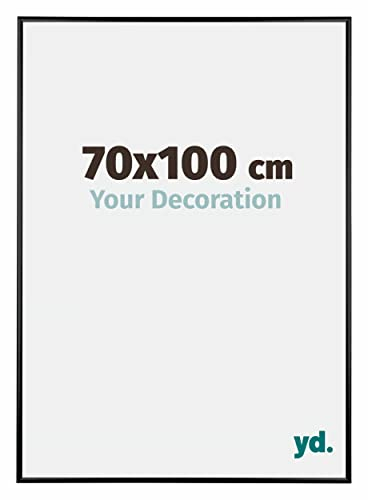 yd. Your Decoration - Cadre 70x100 cm - Cadres Photos en Aluminium Avec Verre acrylique - Anti-Reflet - Noir Brillant - Cadre Decoration Murale - Kent
