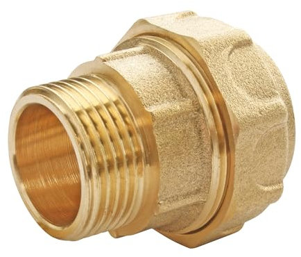 SOMATHERM FOR YOU, Raccord laiton droit pour tube PE Ø25, mâle 15/21, serrage extérieur, étanchéité optimale, joint torique EPDM, résistant jusqu'à 20 bars, usage eau potable