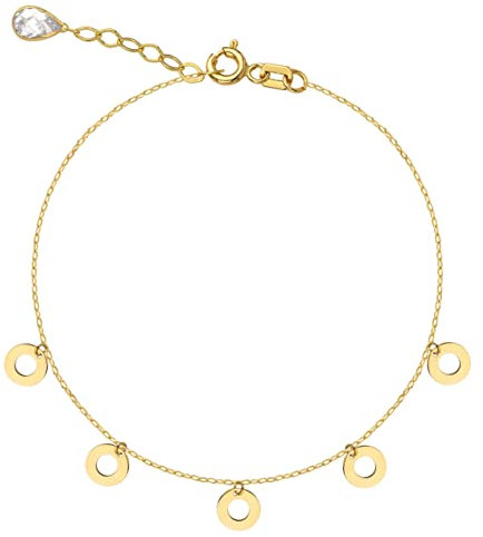 Goldarmband 585 14k Gold Gelbgold Kreis Zirkonia Gravur