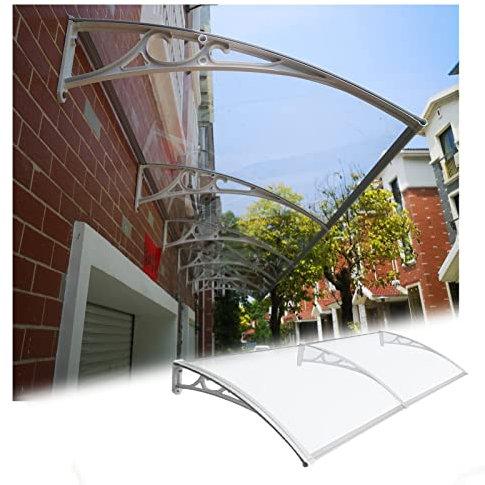 Vordach Haustür Überdachung, Transparent Polycarbonat Überdachung Schutz Mit Metall Halterung, Draussen Regen Schnee Beschützen Startseite Zum Vorbau Balkon Garten ( Farbe : Klar , Größe : 60X140CM )