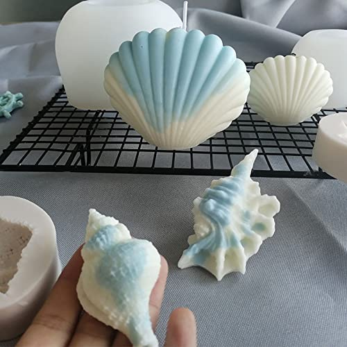 Lot de 4 moules en silicone en forme de coquillage pour bougies, savons, bougies
