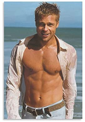 LIANGFANG Brad Pitt Sexy Handsome Art Foto-Poster 8 Leinwand-Wandkunstdrucke Poster Geschenke Fotobild Malerei Poster Raumdekoration Heimdekoration 30 x 45 cm