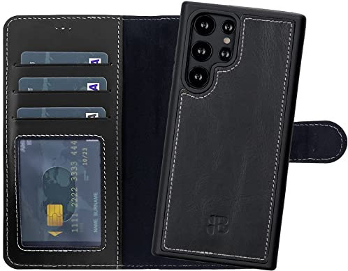 Burkley 2-in-1 Leder Handytasche für Samsung Galaxy S22 Ultra - Abnehmbares Back Cover, 360° Schutz, RFID Blocker - Kompatibel mit Galaxy S22 Ultra