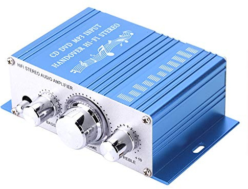 HY - 2001 Auto Verstärker, DC 12V Digital Stereo Audio Verstärker 2 Kanal Digitalanzeige Power Player HiFi Audio Musik CD DVD MP3 FM Player(Blau)