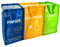 Set mit 3 bunten Müllbeuteln – Mülleimer zur Mülltrennung mit 3 Behältern – Mülleimer für Mülltrennung aus Kunststoff, Papier und Glas [Kapazität für Recycling-Mülleimer 174 l] (Blau/Gelb