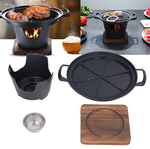 Fyearfly Poêle à barbecue coréenne, poêle à charbon, poêle à barbecue, gril intérieur sans fumée, mini gril à charbon, pour voyage de pique-nique de camping extérieur intérieur