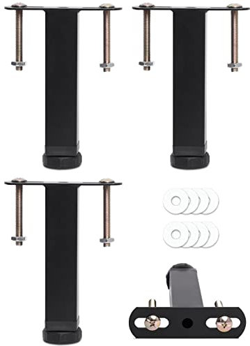 Pieds de Sommier, Pied de Lit, Pieds pour Sommier à Lattes | Hauteur: 35 cm(+2cm) Reglable | Design: Metal Noir | Carré: 3x3cm |pour Les Cadres | avec Boulons M8 | Lot de 4