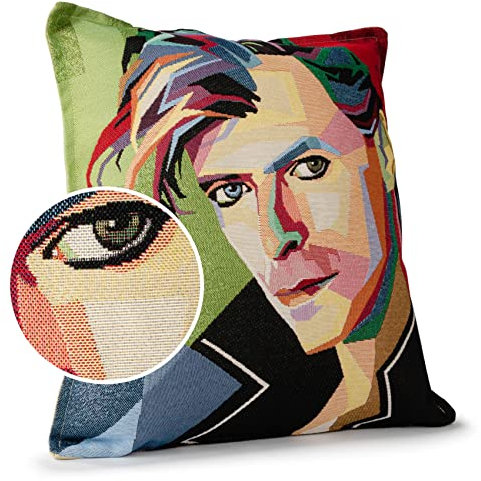 ANRO Kissenbezug Dekokissen Kissen Sofakissen Kissenbezüge Kissenhülle Gobelin Motiv David Bowie 45x45cm mit Füllung