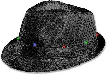 The Glowhouse Blinkender LED-Fedora-Hut (schwarz)