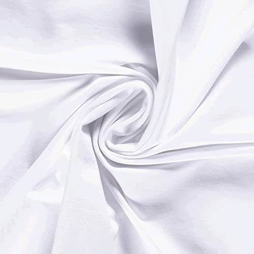 0,5m French-Terry Stoff Uni Oeko-Tex 5% Elasthan Baumwollstoff Meterware, Farbwahl, Farbe:050 - weiß