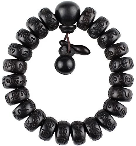 Tibetischer Buddhismus Natürliche Perlen OM Mani Padme Buzz Graviert Sechs Zeichen Mantra Perlen Buddhistische Perlen Wenwan Rosenkranz Armband, Andere