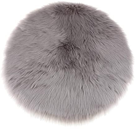 LOVIVER 2X Rund Kunstfell Teppich klein, Grau 33cm