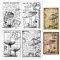 GLOBLELAND Vintage Pilz Klare Briefmarken für DIY Scrapbooking Dekor Hintergrund Bord Briefmarken Schmetterlinge Pflanzen Transparente Silikon Briefmarken für Die Herstellung von Karten Fotoalbum