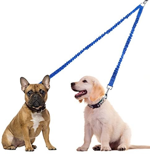 cobee Double Dog Leashes, 360° Swivel Rotation No Tangle Dual Dog Splitter with Adjustable Length Buckle Double Dog Walking & Training Leash No Slip Leash for Outside Running(Blue)