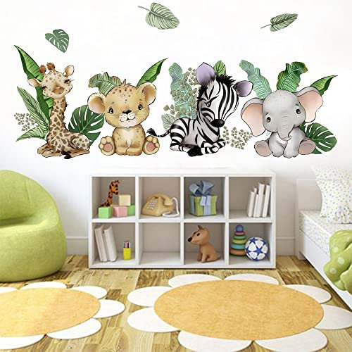 Runtoo Wandtattoo Waldtiere Wandsticker Dschungel Elefant Giraffe Zebra Kinderzimmer Babyzimmer Wandaufkleber