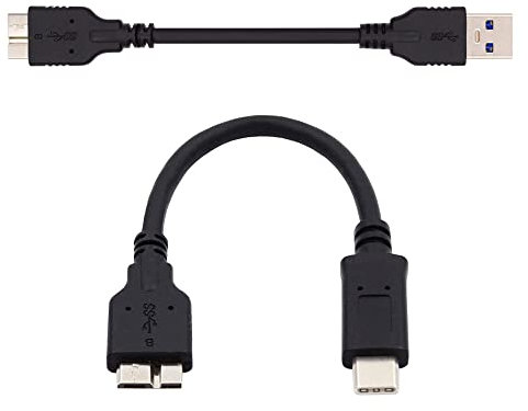 NFHK Juego de 2 cables de datos USB 3.1 USB-C tipo C a Micro 3.0 y USB 3.0 tipo A macho a Micro 3.0 B macho SSD de disco de 15 cm