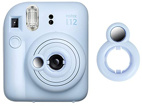 Rieibi Espejo selfie para Instax mini 12, espejo autorretrato para cámara instantánea Fujifilm Instax Mini 12, accesorios para lentes Fuji Mini 12, color azul