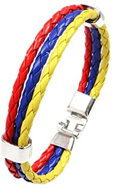 WSZJLN Pulsera colorida de piel sintética para hombre y mujer, con bandera nacional, de España, Francia, Italia, Argentina, para parejas, hecha a mano, regalo de Colombia