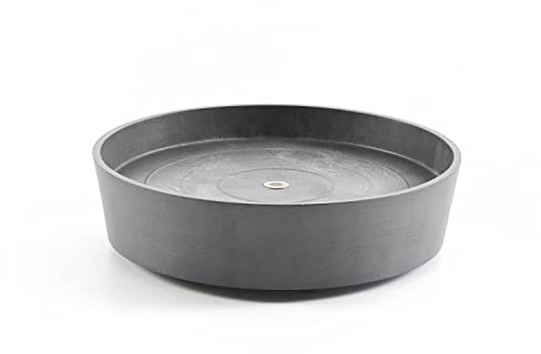 Ecopots Sottovaso rotondo in plastica riciclata con ruote (28 cm, grigio)
