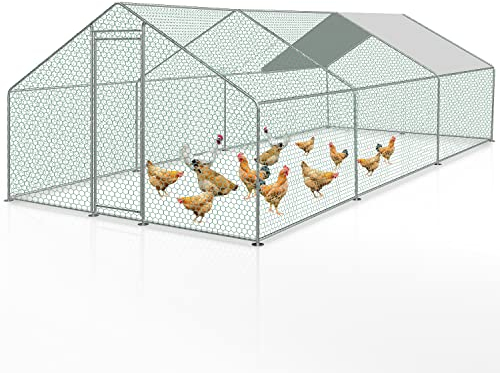 Jopassy Hühnerstall, 3 * 6 * 2m Metall Freilaufgehege Freigehege, Hühnerkäfig Kleintierstall Voliere mit Dachplane, Heimtiergehege für Hühner Geflügel Kleintiere
